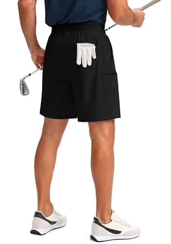 Viodia Men's 7" Golf Shorts with 5 Pockets Elastic Waist Dry Fit Stretch Lightweight Shorts for Men Hiking Casual Athletic Black - Thumbnail 4