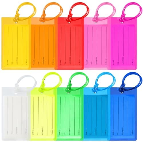 10 Pack Luggage Tags for Suitcases, Airplane Travel Essentials for Flying, International Travel Must Haves, and Luggage Accessories by Sodsay - Image 1