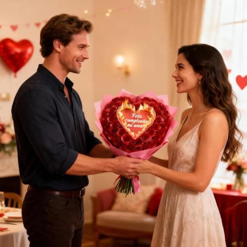 ROSLILY (Self-Assembly) Red Burn Away Flower Bouquet, Eternal Fake Glitter Rose Bouquet, Personalized Burning Flower Bouquet for Proposal, Valentine’s Day & Couples Gifts - Thumbnail 6