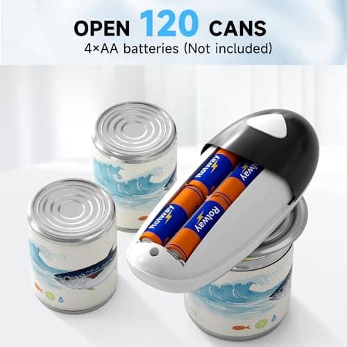 ROLWAY Can Opener, Easy Control Electric Can Opener with Non-Slip Design, Safe and Efficient Can Opener for Seniors, Smooth Edge, Hands Free for Home or Travel, Black - Thumbnail 5
