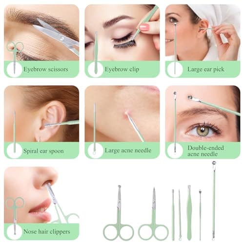 Manicure Set Pedicure Kit Nail Clippers Set Fingernail Clipper Set Ingrown Toenail Nail Kit Scissor Nail Trimmer Kit 18 Pieces Women and Men’s Care Grooming Tools with Fine Case (Tea Green_18 Pieces) - Thumbnail 4