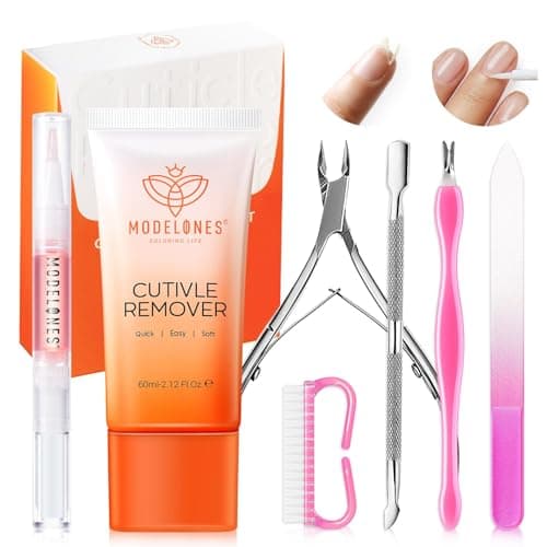 Modelones Cuticle Remover Kit - Cuticle Remover Cream & Cuticle Oil, Cuticle Care Kit w/Cuticle Trimmer Cuticle Pusher & Cuticle Nipper for DIY Nail Manicure, Removedor de Cuticula for Nail Care - Image 1