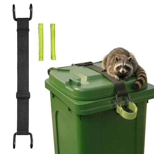 MISTYPAEKS Trash Can Lid Lock for Animals - Raccoon Proof Garbage Can Strap with Easy-Pull Handle for Clean Hands, Universal Adjustable Locking System for Dogs & Squirrels, Heavy Duty Metal Hooks-1PK - Image 1