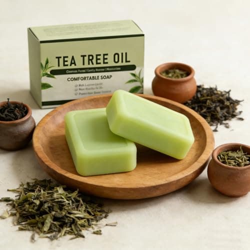 Gptkop 2PCS Tea Tree Oil Soap Bar | Purifying & Balancing Body Soap for Men & Women with Natural Oil, Gentle Exfoliating Bar for Face, Foot & Body Care - Thumbnail 5