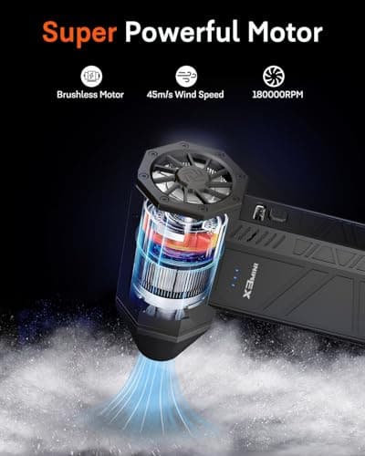 Compressed Air Duster, 180000RPM Electric Air Duster, Rechargeable Cordless Air Blower with 3-Gear Turbo Fan, Canned Air Alternative for Keyboard, PC, Computer, Car, Home & Outdoor Use (Pure Black) - Thumbnail 2