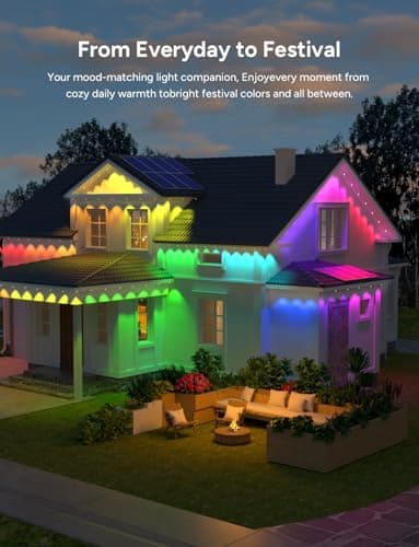 olivilily Permanent Outdoor Lights, 100ft with 60 LEDs Smart RGB, 68+ Scene Modes IP66 Waterproof, Alexa/Google Assistant Compatible Holiday Lighting for Christmas Halloween Patio Decor - Thumbnail 4