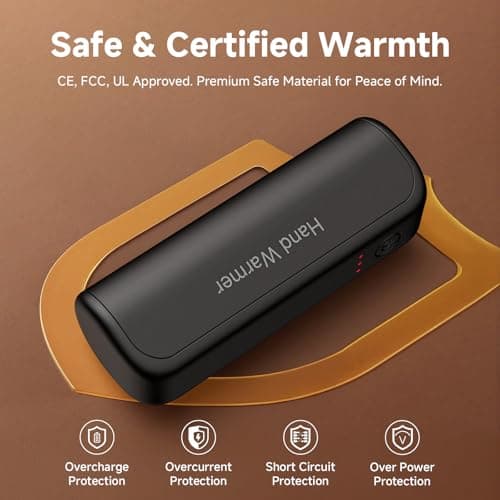 Hand Warmers Rechargeable 2 Pack, Magnetic Electric Hand Warmer 3 Settings Portable Pocket Heater 360°Heating, Gifts for Men Women Camping,Hunting,Golf,Travel Essentials (Black) - Thumbnail 4