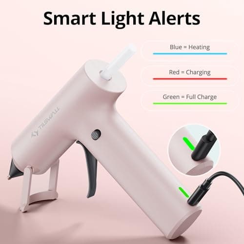 Tilswall Cordless Hot Glue Gun, Fast Preheating with 2000mAh Built-in Battery Hot Melt Glue Gun, 20 Premium Glue Sticks, Mini Glue Gun Ideal for Crafts, DIY Gift, Repairs Pink - Thumbnail 6