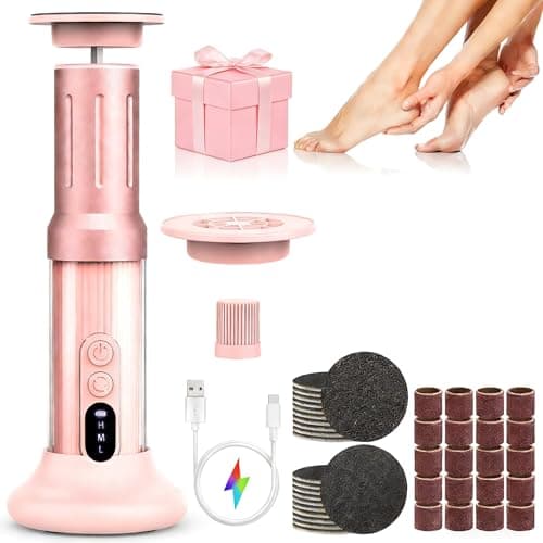 2 in 1 Electric Foot Callus Remover Women, 2000RPM Electric Callus Remover for Feet with 6 Adjustable Settings, Rechargeable Foot File with 40Pcs Sandpaper Discs for Women's Day Gift (Pink) - Image 1