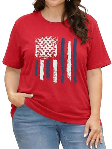 NANYUAYA Plus Size 250 Years American Flag Shirt Women USA Stars Tops 250th Anniversary 4th of July Patriotic Memorial Tee - Image 1