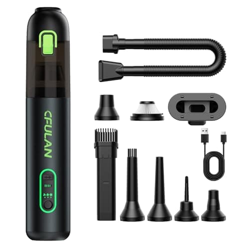 Cfulan Car Vacuum Portable Cordless, 21KPa 4-in-1 Handheld Mini Vacuum Cleaner with 8 Attachments, 3 Suction Modes, One-Touch Empty, Type-C Charge, Hand Vacuum for Car, Home, Keyboard, Small Job - Image 1