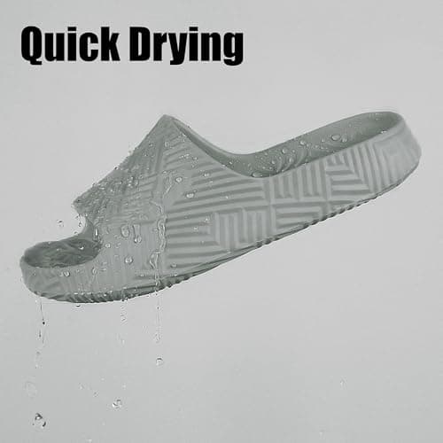 Weweya Cozy Shower Shoes for Men Women Non-Slip House Slides Pool Beach Sandals Grey Women Size 7 Men Size 5.5 - Thumbnail 4