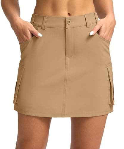 G Gradual Women's Skort 5 Pockets Cargo Skirt Golf Skirts Skorts for Women Casual Summer Hiking, Dark Khaki, Medium - Image 1