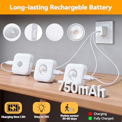 6 Pack Motion Sensor Stair Lights with 2 Separate Sensors-50FT Wall-Penetrating Remote & All Lights On Together,3CCT&Dimmable Step Lights,Wireless Stick On Lights for Hallway,Basement,Bathroom - Thumbnail 5