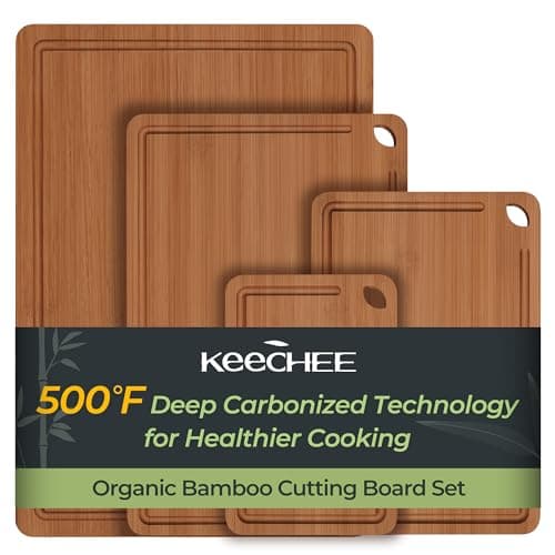 Keechee Wood Cutting Board, Carbonized Bamboo Cutting Boards Set With Smooth Surface & Easy Storage For Busy Kitchens, Ideal Charcuterie & Chopping, Durable, Knife-Friendly (4Pcs) - Image 1