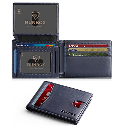 RUNBOX Wallet for Men and Women Slim Rfid Leather 2 ID Window With Gift Box - Image 1
