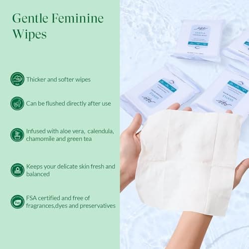Rpe Life Feminine Care Bundle, Period Essentials 100% Organic Cotton Pads for Women, Size 2,3,5 Sanitary Napkins 124 Ct, Flushable Gentle Feminine Wet Wipes, Plant-Based Soothing Feminine Wash - Thumbnail 6