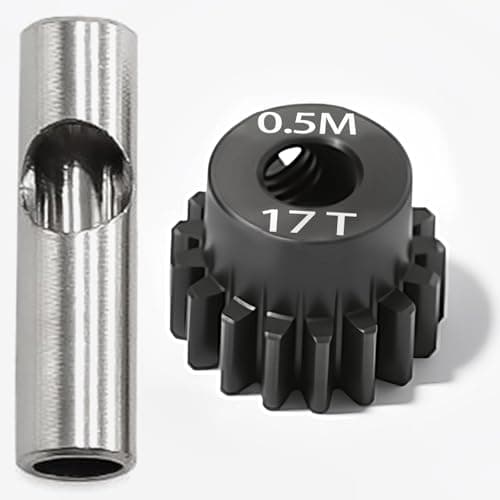 0.5M Pinion Gear 17T Hardened Steel 3.175mm Bore with 2.3mm Adapter, Precision Motor Gear for ARRMA 1/14 Typhon 1/16 Mojave 1/18 Granite, Losi 1/12, 0.5Mod Gear 13T-27T for HOBBYWING Motors - Image 1