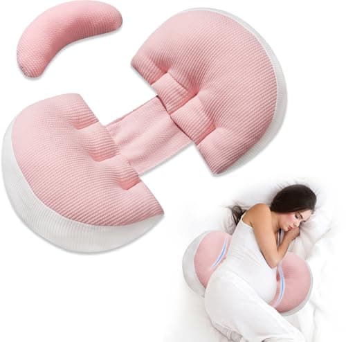 KGAUT Pregnancy Pillow for Pregnant Women, Memory Foam Pillow for Side Sleeper, Maternity Pillow Support for Back, Belly, HIPS, and Legs, Portable and Adjustable Travel Wedge Pillows Pink - Image 1