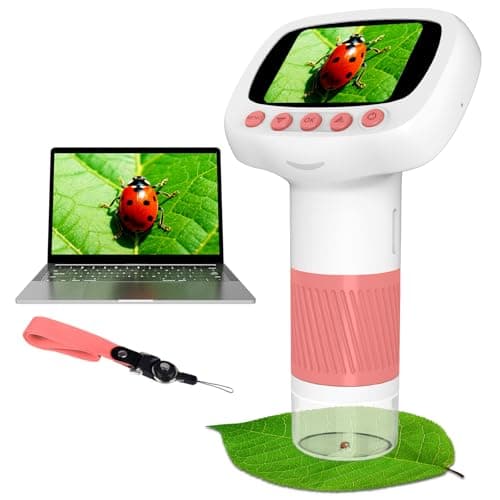 Pocket Kids Microscope for Over 3 Years Old, 1000X Handheld Microscope for Kids w/2''IPS Digital, Photo Video Mini Portable Microscopes, Science Edu Digiscope,Christmas Birthday Gifts for Kids