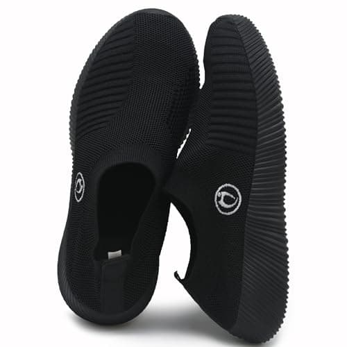 HAJINK Black Sneakers for Women Walking Slip On Shoes Women Light Comfortable Tennis Workout Sneakers Casual Mesh Womens Tennis Shoes（Black,10） - Thumbnail 6