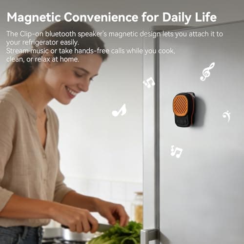Wearable Bluetooth Speaker, 2.2oz Magnetic Clip on Speaker, IPX6 Waterproof Built-in Mic Clip Speaker, 400mAh Mini Speaker 5.4 Bluetooth, TWS Small Portable Speaker Gifts for Men Women Dad Mother - Thumbnail 2