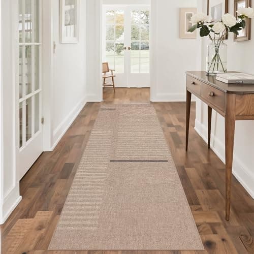Arvenchy Easy Jute Rug 2.5x8: Indoor Outdoor Natural Boho Area Rugs for Hallway Patio Non Slip - Farmhouse Neutral Contemporary Carpet Mat for Entryway Kitchen Laundry Room Bedroom Washable