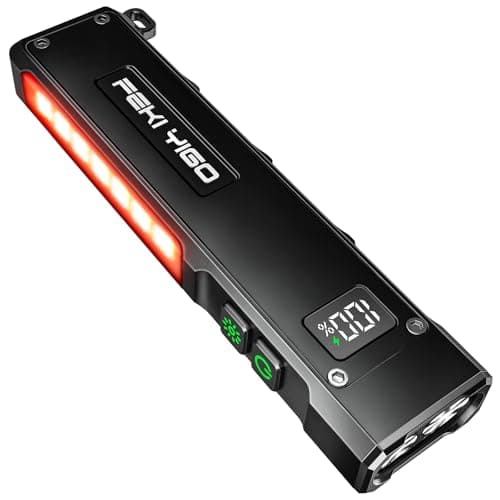 Feki Yigo Flat EDC Flashlight Rechargeable - 1800 Lumens LED Pocket Flashlight with 365nm UV Light, RGB Modes, Magnetic Base, Digital Display,IPX4 Waterproof for Camping, Emergency, Mechanics (Black) - Image 1