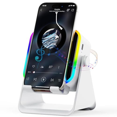 Wireless Induction Speaker - 5 in1 Bluetooth Speaker Phone Stand with Colorful Ambient Light 360° Rotation Compatible with iPhone Android iPad Samsung Galaxy- Unique Birthday Gift for Men Women Adults - Image 1