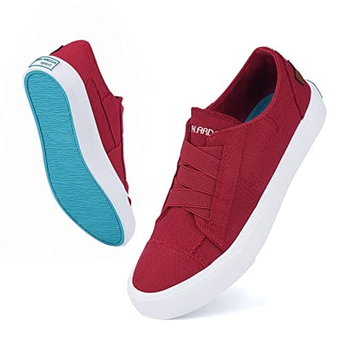 JENN ARDOR Women's Stylish Slip On Sneakers No Laces Elastic Low Top Canvas Sneakers Trendy Flats Comfortable Casual Walking Shoes - Thumbnail 4