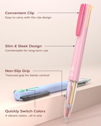 Four Candies 6 PCS Multicolor Pen, 0.5mm Colored Gel Pens, 4-in-1 Multicolor Gel Ink Pens, 18 Colors Retractable Ink for Office, School & Back to School Supplies & Nurse Accessories for Work - Thumbnail 4