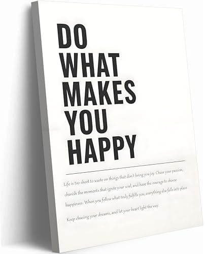 Motivational Canvas wall art Inspirational Quote Wall decoration pictures Do What Makes You Happy Positive Energy Painting posters Paints For Living Room Bedroom Office Home Decor Ready to hang - Image 1