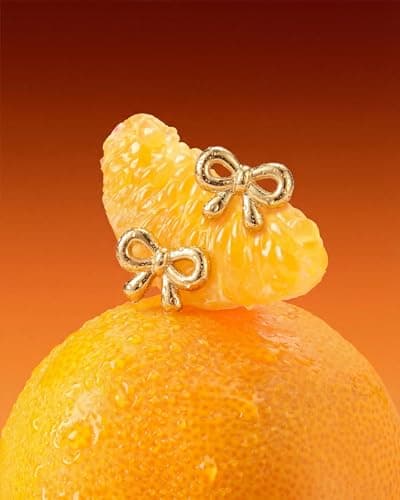 MUMREUES Gold Earrings for Women 14K Gold Plated Stud Earring Dainty Minimalist Simple Small Bow Earrings Jewelry Gift for Her - Thumbnail 5