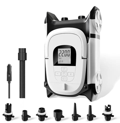 BAVIZZN 22PSI Electric SUP Pump, 12V DC Car Powered Paddle Board Pump with Accurate LCD Gauge & Reliable Auto-Off, Dual Stage Inflation for Paddleboards, Boats, Kayaks, Air Mattresses & Inflatables - Image 1