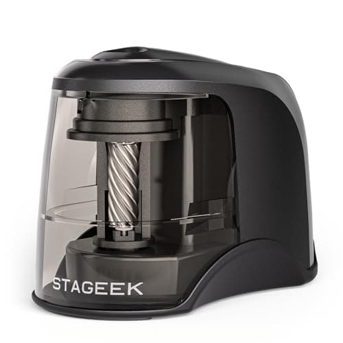 STAGEEK Electric Pencil Sharpener, Plug in or USB/Battery Operated. Fits No.2 and Colored Pencils (6-8mm). Great for School, Classroom, Office and Home(Black) - Image 1