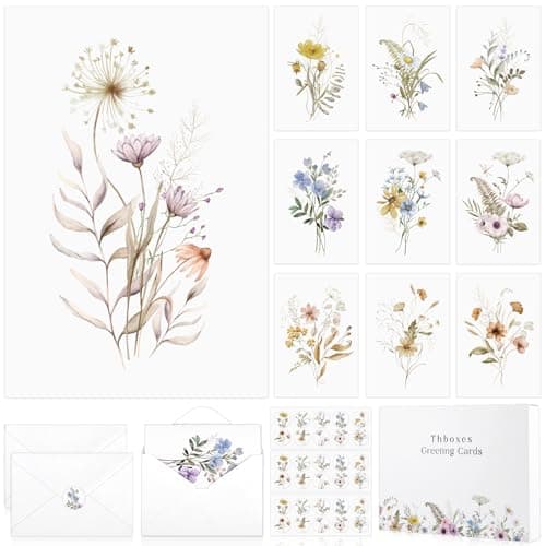 Blank Cards and Envelopes, 40 Pack Blank Note Cards 4x6 in Elegant Floral Greeting Card with Sealing Stickers, Note Card Stationary Set for Birthday, Wedding, Easter All Occasions (10 Designs) - Image 1