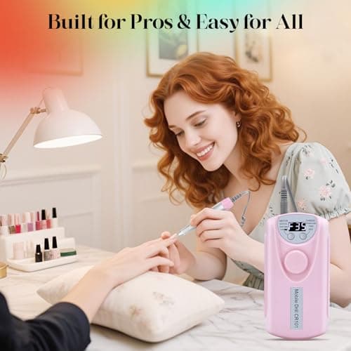 COYZU Electric Nail Drill Professional, 35000RPM Nail File Machine with Bits Set & Fast Cooling, Portable for Acrylic Gel Nail Polishing Removing, Manicure Pedicure at Salon & Home Use, Gift for Women - Thumbnail 5