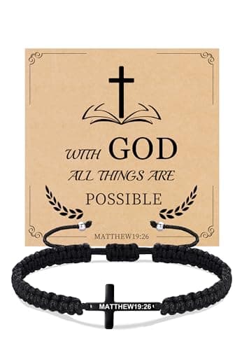 Sistble Easter Gifts for Men, Communion Gifts Christian Gift Black Cross Bracelet Confirmation Baptism Inspirational Bracelets for Men Easter Gift for Teens Jewelry for Brother - Image 1