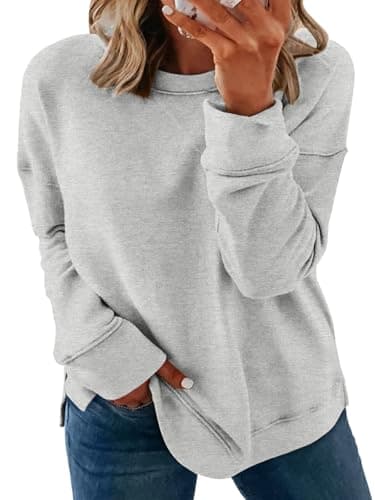 TAKEYAL Plus Size Hoodies for Women 4x-5x Oversized Drop Shoulder Crewneck Sweatshirt Teen Girls Y2K Outfit Clothes (Gray, 1XL) - Image 1