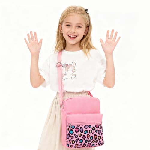 WOOMADA 2pcs Canvas Bag Crossbody Purses Cross Body Bag Messenger Bag CrossBody Purse Set(Pink Leopard) - Thumbnail 2