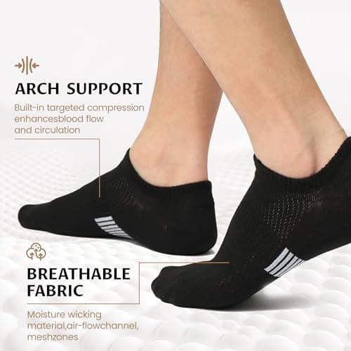 Sunew 8 Pairs No Show Socks Womens Mens Low Cut Non Slip Casual Socks Invisible Flat Boat Liner Socks Black Large - Thumbnail 4