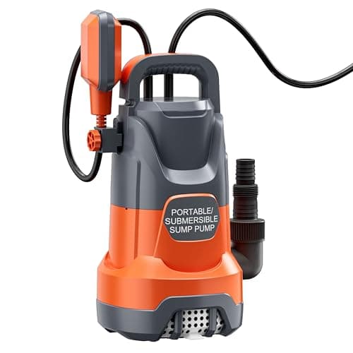 SHANGDA Sump Pump with Float 1HP Clean/Dirty Submersible Water Draining Pump 4500GPH Electric Portable Water Transfer Pumps for Pool Basement Garden Spa Hot Tubs Pond Flood Yard, Orange - Image 1