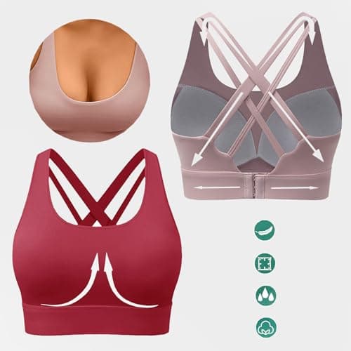 BaseTry High Impact Sports Bra for Women - Padded Seamless Support Bra for Yoga Gym Workout Fitness -High Support Running Bra (US, Alpha, XX-Large, Regular, Regular, Mocha) - Thumbnail 5