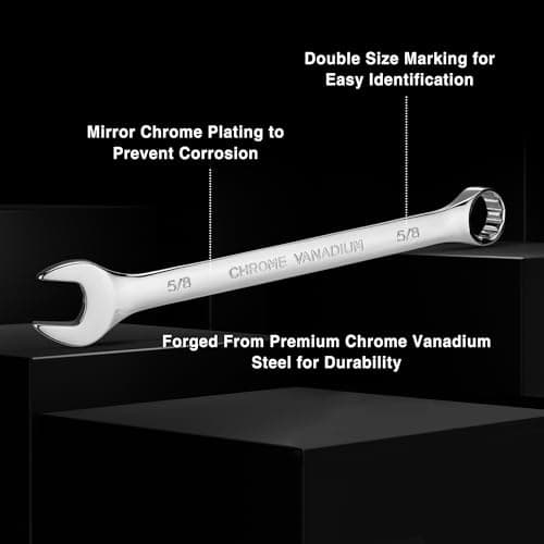 WORKPRO 20-piece Combination Wrench Set, Metric 6-18mm & SAE 1/4”- 3/4”, Cr-V Steel, 12-point Wrenches Set with 2-in-1 Rolling Pouch - Thumbnail 5