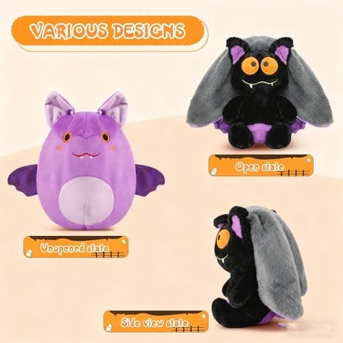 MIAODAM Bat Stuffed Animal Plush, 11inch Reversible Purple Bat Plushies Pillow, Cute Baby Plush Toy Gift for Toddler Girls Boys - Thumbnail 5