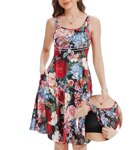ANYFITTING Built in Bra Summer Dresses for Women 2026 Casual Short Dress Flowy Midi Sundresses Beach Vacation Outfits - Image 1