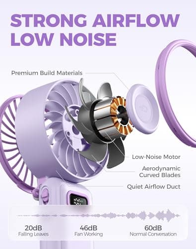 Diveblues Portable Turbo Fan, 100 Speed Handheld Fan with Strong Airflow, Foldable 4 in 1 Personal Fan for Neck, Desk & Travel, USB-C Rechargeable, Lightweight for Summer, Concerts & Outdoor Use - Thumbnail 6