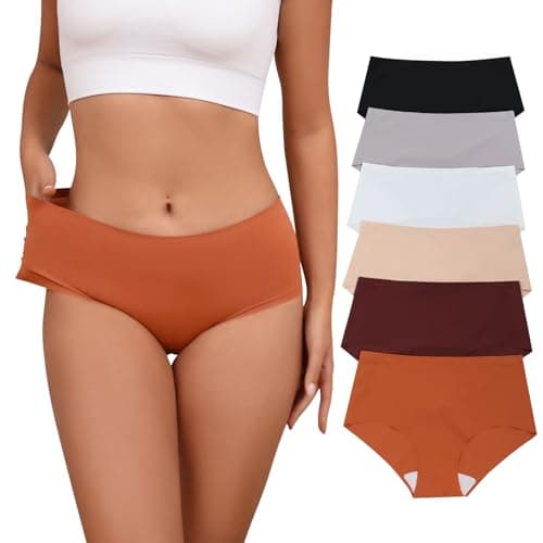 Atisek Womens Seamless High Waist Underwear Full Coverage No Show Briefs Soft Stretch Everyday Panties 6-Packs Multicolor - Image 1