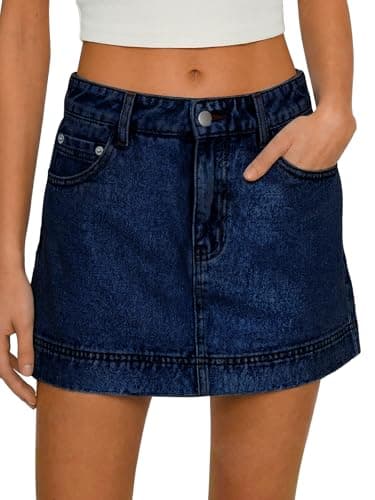 Tankaneo Womens Summer Mini Denim Skort High Waisted A-Line Stretchy Jean Skirts Trendy Casual Denim Shorts with Pockets - Image 1