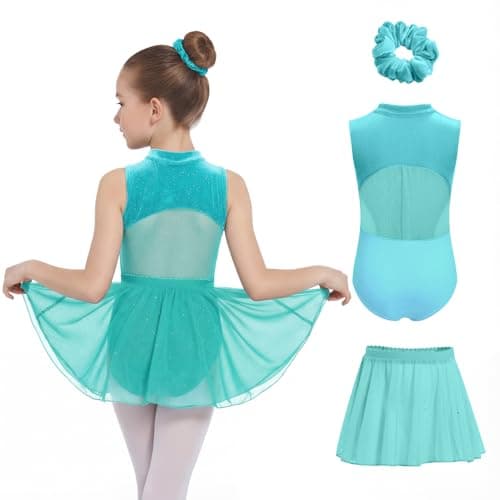 JiAmy Girls Ballet Leotards with Invisible Zipper & Removable Skirt Mesh Back Cutout Dance Dress Outfit for Toddler/Kids Purple 3-4 Years